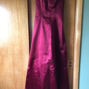 Red strapless Satin gown